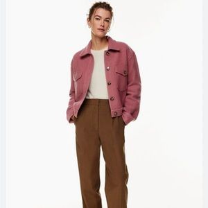 Aritzia Wilfred Ganna Autumn short wool shirt jacket size L rose color
